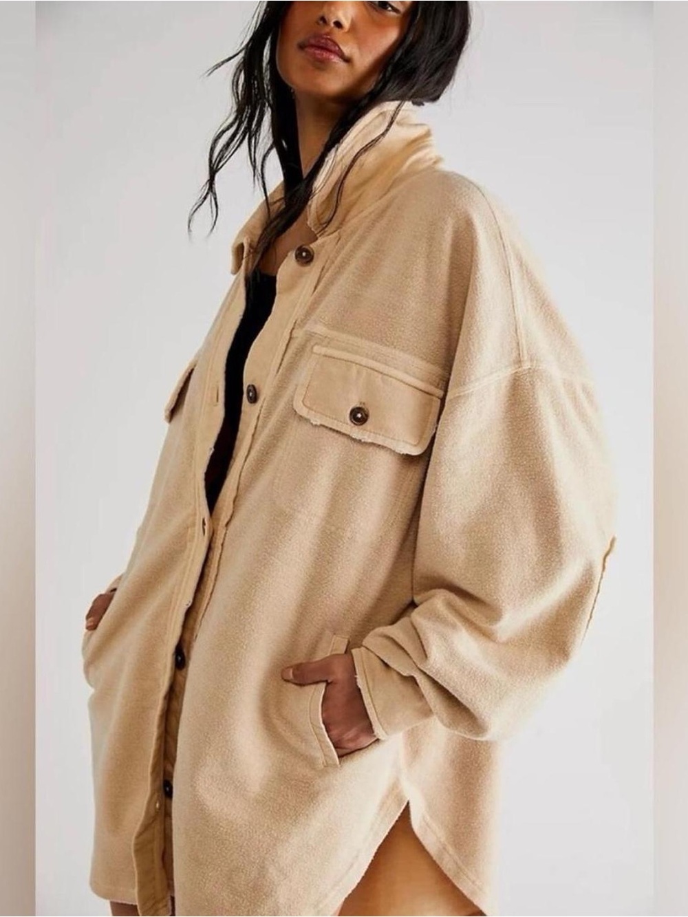 Free People Mustard Ruby Shacket with Button Front
